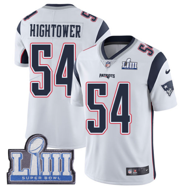 Men's New England Patriots ACTIVE PLAYER Custom White With Super Bowl LIII Patch Vapor Untouchable Limited Stitched Jersey Men's New England Patriots ACTIVE PLAYER Custom White With Super Bowl LIII Patch Vapor Untouchable Limited Stitched Jersey